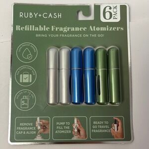 Ruby + Cash 6 Pack Refillable Fragrance Atomizers 5ml Travel Perfume Bottles NEW